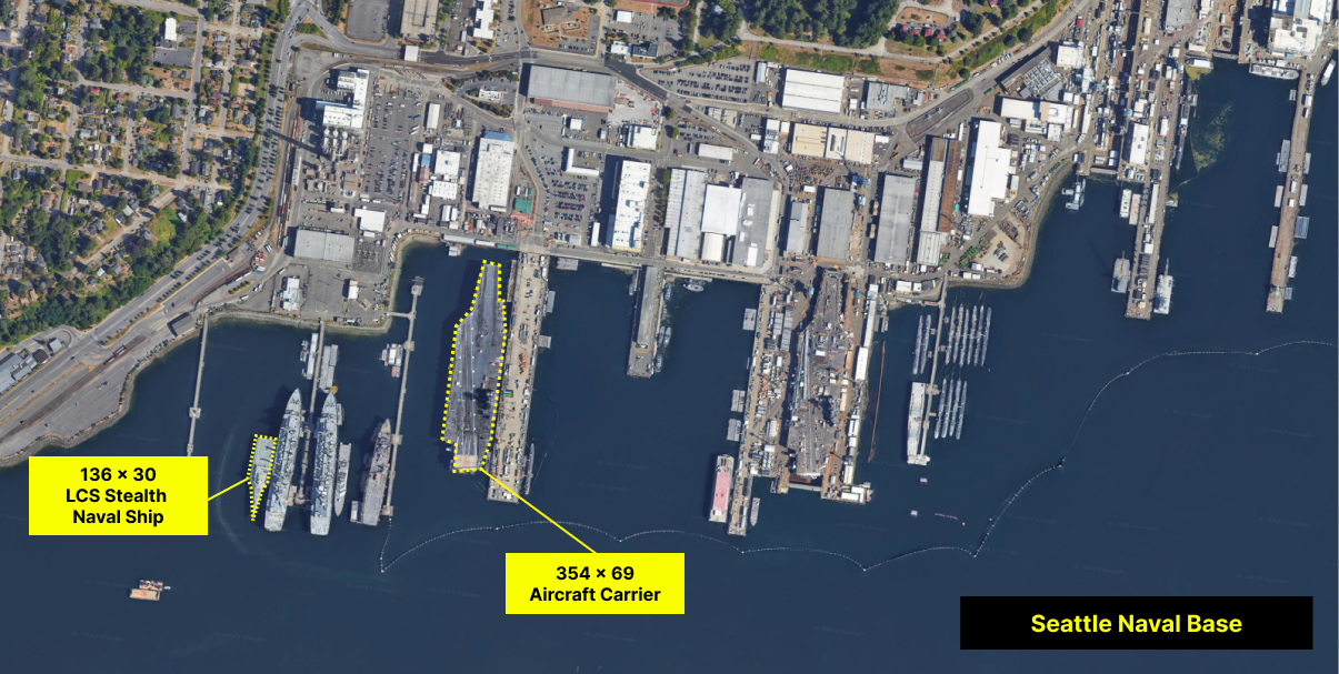 LCS and Carrier at Seattle Naval Base